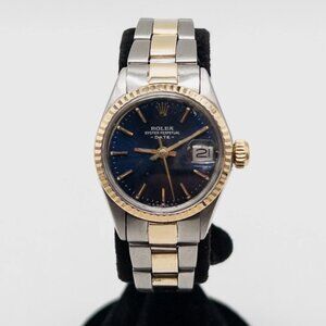 Rolex Ladies 2 Tone Gold Blue Face Watch